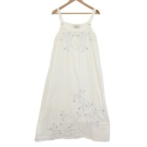 VTG Amanda Stewart Floral Embroidered Ditsy Cotton Nightgown Maxi Boho Dress S/M